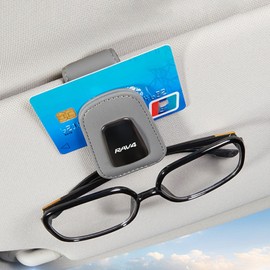 Hunesuru Car Sun Visor Glasses Clip, Suitable for RAV4, Leather Car Glasses Clip, Sunglasses Storage, Suede Material, Card Storage Clip, Aesthetic, Simplicity, Easy Installation, Black