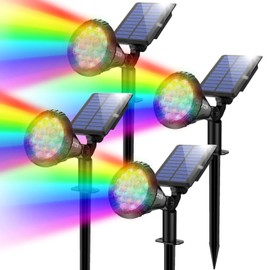 XTGTP Solar Spot Lights Outdoor Color Changing, 180°Adjustable Flag Pole Lights, IP67 Garden Lights Solar Powered Waterproof, Wall Lights for Garden Pool Area Pond, Landscape Solar Lights for Yard