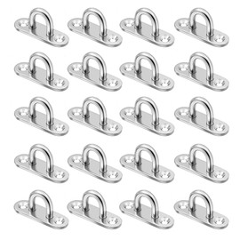 EUIOOVM Pack of 20 Stainless Steel Eye Plates, M5 Eye Plate with Eyelet for Hanging Items, Mounting Hooks, Wall Mount, Awning Mounting, Ceiling Hooks, Boat Accessories