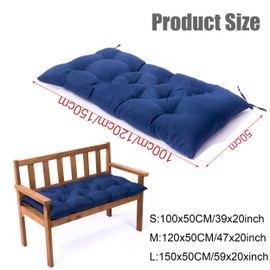 Outdoor Bench Cushion, Waterproof Swing Cushion Bench Seat Cushion, Swing Chair Replacement Seat Pads Cushion Pillow for Lounger Garden Furniture Patio Metal Wooden Bench (Dark Grey, 39.37x20in)