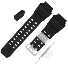 JETHENG Men's Resin Strap Compatible for 20mm Casio G-Shock 10455201 GW9400 GW-9400 RANGEMAN GW-9200 GW-9300 G-9400 Ladies outdoor work waterproof watch band wrist strap with buckle, Silver Steel Ring