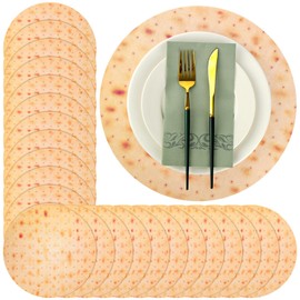 Eersida 100 Pcs Passover Paper Place Mats 12.6 Inch Matzoh Place Round Happy Passover Mats for Jewish Holiday Party Home Dining Table Decoration