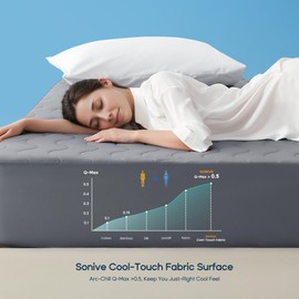 Sonive waterproof mattress topper single bed, cooling single mattress protector with Nanotex, Breathable Bed Mattress Cover 90x190cm, Quilted Topper, Soft & Noiseless, Deep Pocket 38cm, Drak Grey