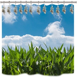 Aimoye Country Shower Curtain Hooks - Rust Proof Brushed Nickel Rings with Owl Pendant Accessories Set - Decorative Metal Shower Curtain Hooks and Rings for Bathroom Shower Curtain Rods, Set of 12