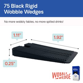 Wobble Wedges Rigid Plastic Shims, 75 Pack - MADE IN USA - Multi-Purpose Shim Wedges for Home Improvement & Work - Plastic Wedge, Table Shims, Toilet Shims, Furniture Levelers, & Leveling Feet - Black