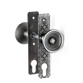 UHRIG Door Knob, Rotating Wrought Iron Knob with Short Plate, Vintage Door Knobs Pair, Rotary Knob for Garden Door