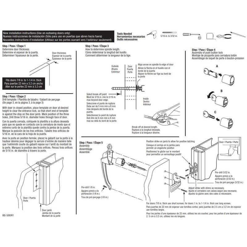 Prime-Line K 5080 1-3/4 In., Black, Colonial Push Button Lock