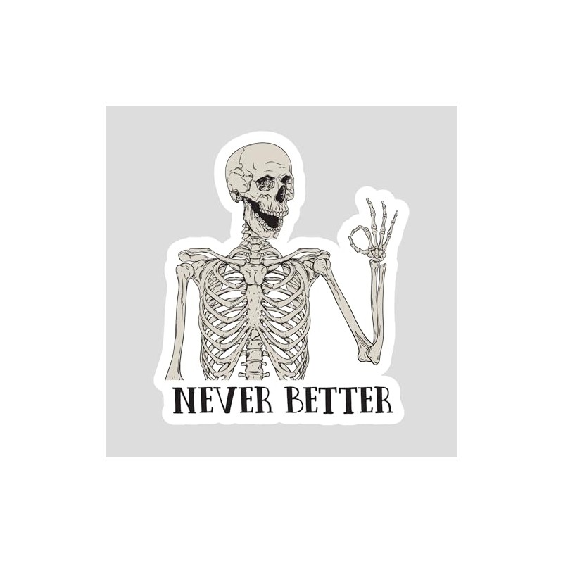 Artsy Legacy Never Better Skeleton Sticker, Funny Stickers Graphic Vinyl