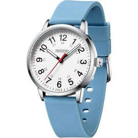 Watch for Medical Professionals and Students, Military Time Waterproof Luminous Easy Read Dial, 24 Hour with Second Hand, Wrist Watches for Women - Colour: Blue