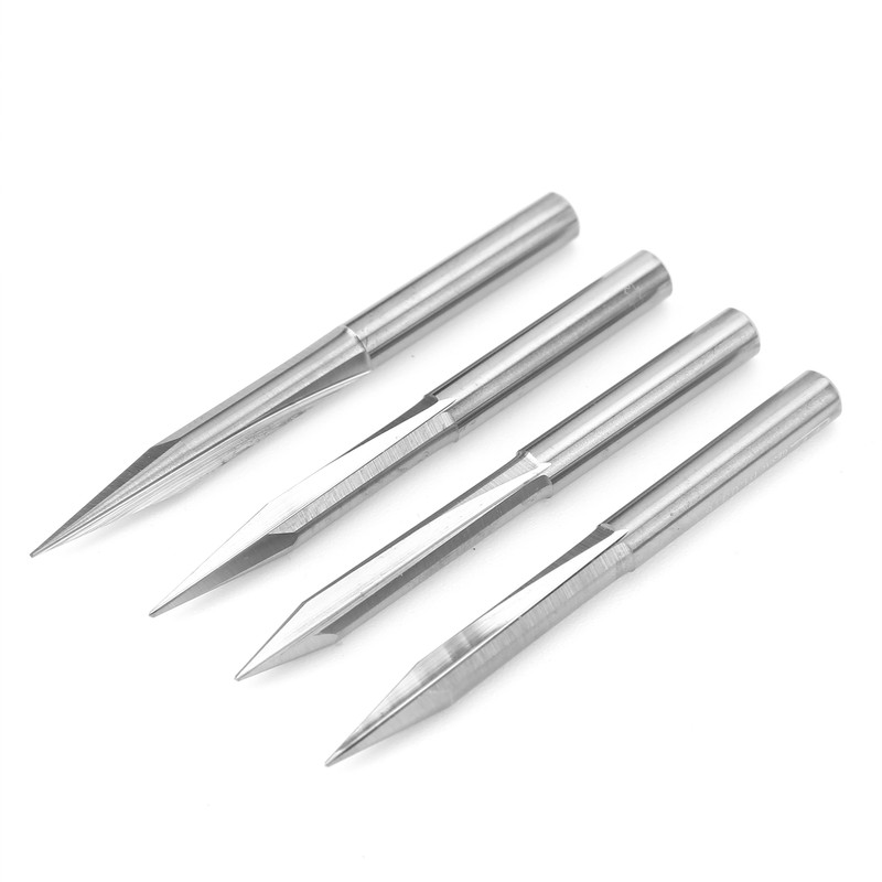 4Pcs VShaped Carving Cutter 2Edged Engraving Bit 4x0.3x15°/4x0.3x20°/4x0.3x25°/4x0.3x30°