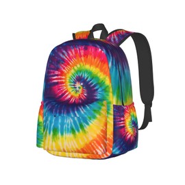 KiuLoam 17 Inch Backpack Colorful Rainbow Tie Dye Laptop Backpack Shoulder Bag School Bookbag Casual Daypack