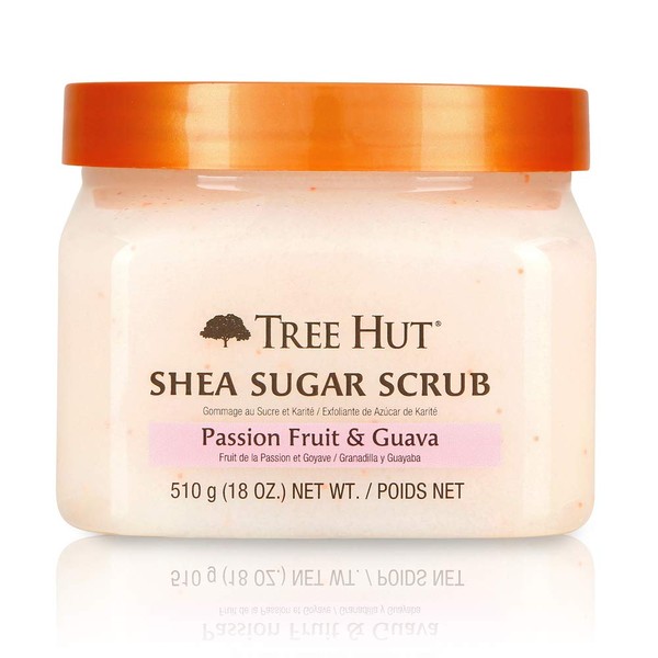 Tree Hut Shea Sugar Scrub, Passion Fruit and Guava, 18oz, Ultra Hydrating and Exfoliating Scrub for Nourishing Essential Body Care