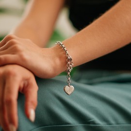 SANNYRA Charms Bracelets for Women | Heart Charm Initial Bracelet Trendy | M Letter Stainless Steel Bracelet Jewelry Confirmation Gifts Ideas for Christmas Women's Link Charm Bracelets