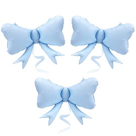 Elaliyi Large Bow Balloons 3 Pcs - Macaron Bow Theme Birthday Party (Blue)