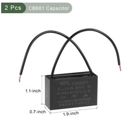 YOKIVE Pack of 2 Ceiling Fan Capacitor CBB61 Metalised Polypropylene Film Capacitor Large for Fans Pumps Engines Running (4uF 350V AC 2 Wires 50/60Hz)