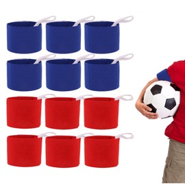 Lguaquanx 12 Stück Team Armbänder, Verstellbare Spielführerbinde, Bunte Armbinde für Mannschaften Schule Vereine Blau und Rot Kapitänsbinde für Fußball, Rugby, Tennis, Basketball