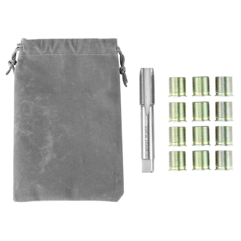 QWORK Spark Plug Thread Repair Tool Kit, Stainless Steel, Includes