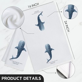 Whale Shark Christian Kitchen Towels, Coastal Beach Hand Towels for Bathroom, Bible Verse Decor Dish Tea Towels for Kitchen Decor, Ocean Shark Bathroom Decor, 16x24 Inch