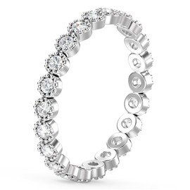 LeCalla 925 Sterling Silver Ring Eternity Wedding Band Ring, Cubic Zirconia Cz Minimalist Jewelry Stackable Engagement Rings for Women (Ring Size - 8 No.)