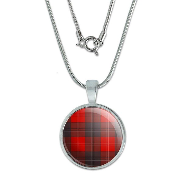 GRAPHICS & MORE Plaid Red Gray Grey Pattern 0.75" Pendant