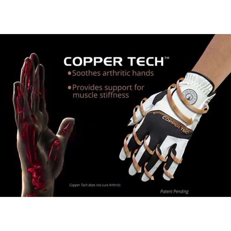 Copper Tech Gloves Men's Copper Tech Golf Glove, White/Black, One