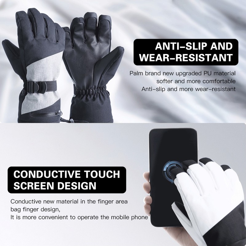 Ski Gloves Snow Gloves Mens Womens Waterproof & Windproof Touchscreen