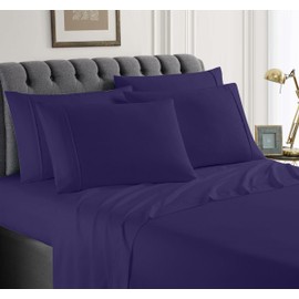 Omnegon 100% Egyptian Cotton Bed Sheet Queen Size, Soft Elegant 1000 Thread Count, Queen Hotel Quality 4PC Sheet Set, Long Staple 18" Deep Pocket Sheet, Breathable Sateen Weave, Navy Blue Solid