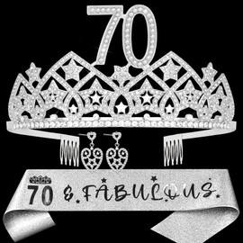 70th Birthday Gift for Her,70 & Fabulous,70th Birthday Tiara and Sash,70th Bday Crown,70 Year Old Woman Birthday Gift,70th Birthday Decoration for Women,70th Bday Tiara and Sash,70th Birthday Favor