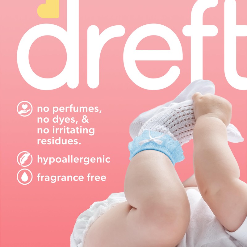 Dreft Free & Gentle Liquid Laundry Detergent, Free of Dyes