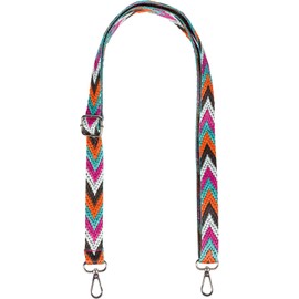 styleBREAKER Narrow Bag Shoulder Strap Adjustable with Colourful Zigzag Pattern, Changing Bag Strap, Unisex 02013023, Orange/petrol-pink, Unit size