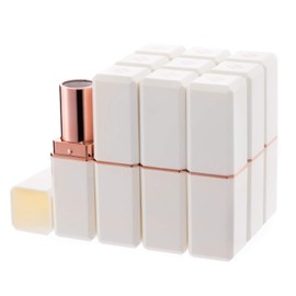 Allwon 10 x white empty lipstick tubes, DIY lip balm container (square tube)