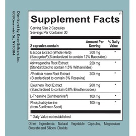 Veracity Cortisol Calming - Clinically Proven Stress & Sleep Support Supplement - Reduces Tension & Improves Mental Clarity with Natural Blend of Adaptogens - 60 Capsules