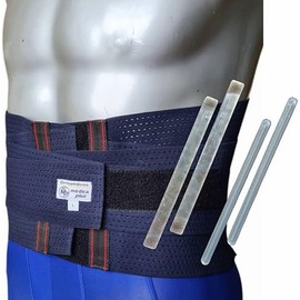 FAJA LUMBAR FAJA LUMBOSACRA VENTILADA VARILLAS DE ALUMINIO Y PLASTICO INTERCAMBIABLES FAJA SACROLUMBAR ELASTICO AZUL NEGRO (GRANDE)                   