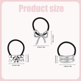 3 Pcs Metal Hair Cuffs, Metal Hair Tie Ponytail Hair Cuff Silver Metal Ponytail Scrunchie Metal Hair Holder for Women Hair Accessories