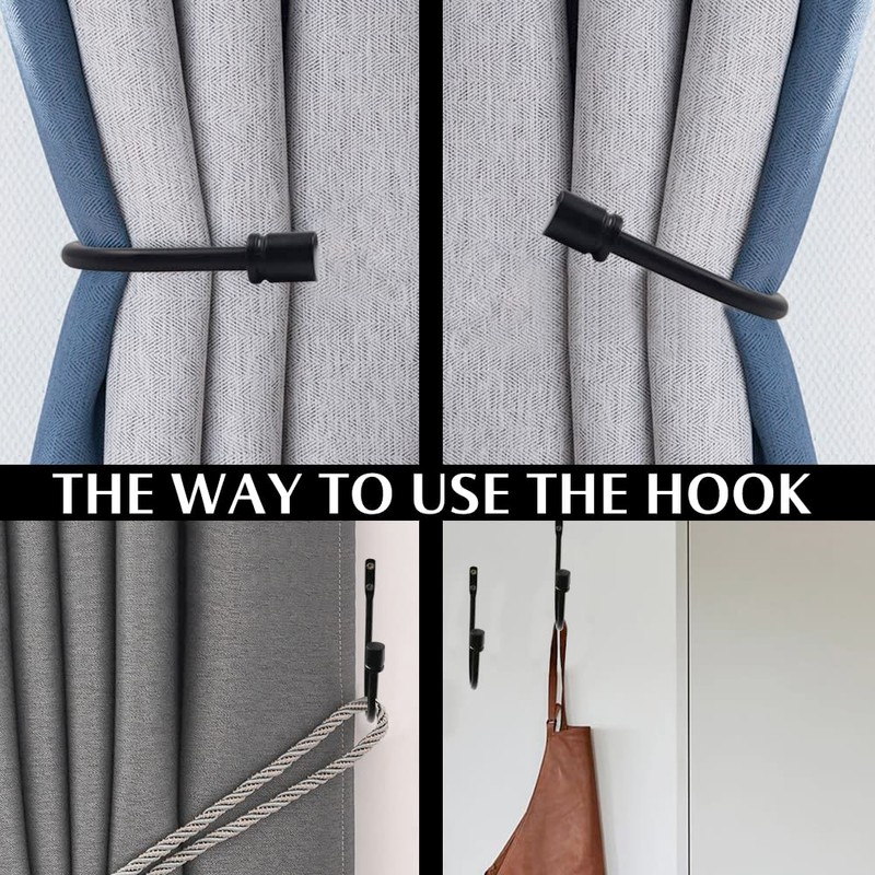4 Pcs Curtain Holdbacks, Wall Mounted Metal Drapery Tiebacks, Decorative