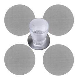 4pcs Sliver Round Stainless Steel Coasters 10cm Heat Insulation Metal Cup Mats Drinking Coaster For Cafe,Bar