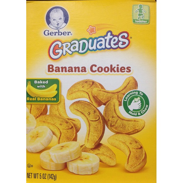 Gerber Toddler Banana Cookies, Baked with Real Bananas, 5 oz. Box (Pack of 5)