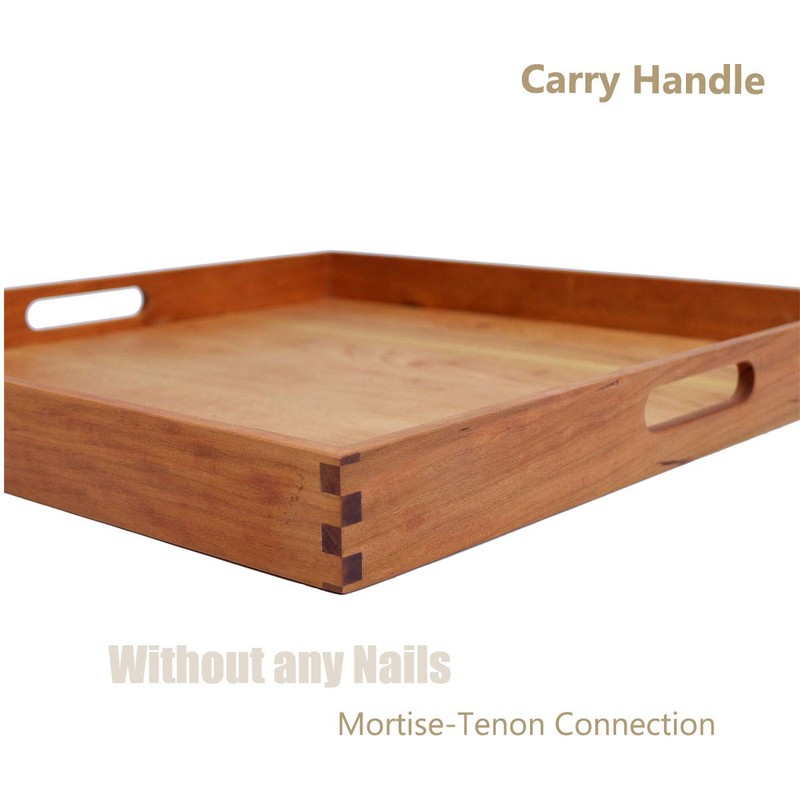 MAGIGO 19 x 19 Inches Large Square Cherry Wood Ottoman