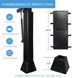 Katop Square Basketball Pole Pad, Heavy Duty Protective Pole Padding Fits 5"x5", 6"x6" Pole&Base, Durable UV-Resistant Waterproof Basketball Hoop Padding for Player Safety Outdoor and Indoor