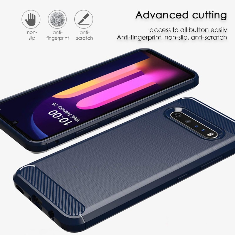 SCL Case for LG V60 ThinQ Case, [Red] Carbon Fiber