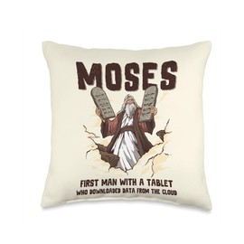 Funny Moses Tablet Christian Humor Bible Gospel Data Cloud Throw Pillow