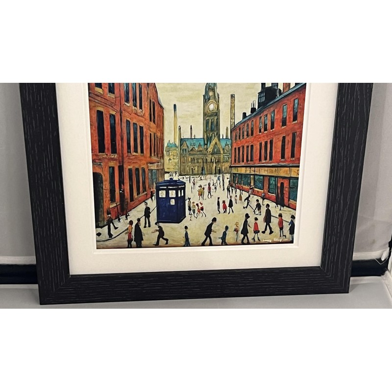 Greetingles Lowry-Style 12"/31cm Square Framed Print. Beautiful Black Ash Frame
