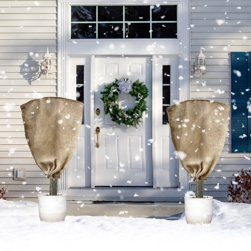 6 Pack 24” × 40” Burlap Winter Plant Cover Bags