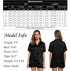 SWOMOG Womens Silk Satin Pajamas Set Short Sleeve Button Down