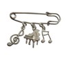 Piano and Music Note Charm Pendant Brooch, Punk Vintage Style