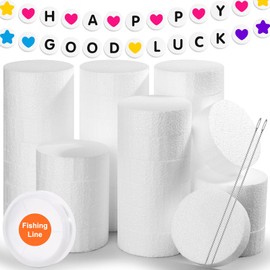 Acejoz 36Pcs Craft Foam Circles with Fishing Line and Needle, 3 Inch Round Foam Discs Polystyrene Circles for Friendship Bracelet Leis Birthday Decoration Classroom DIY Projects