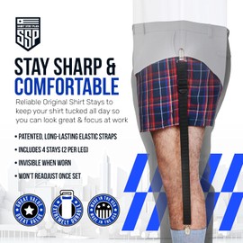 Shirt Stay Plus World's Best Shirt Stays para hombres, policías y militares, fabricada en Estados Unidos (estilo estribo de bucle) (serie seleccionada)