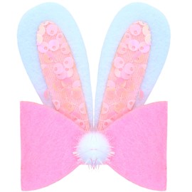 Needzo Easter Bunny Ears Hair Accessories, Pink and White Spring Items for Egg Hunts and Parties, One Size (Hair Clip)