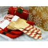 Disposable Wooden Forks with Red Stripes - Fork 158 Red