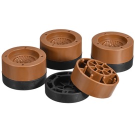 sourcing map Round Furniture Risers 4 Set, Height 1.38" Adjustable Bed Lifts Risers for Bed Frame, Table, Desk, Couch Leg, Chair Risers, Supports 1300 Lbs, Brown